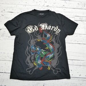 Ed Hardy Shirt Womens Large Dragon Tattoo Graphic Tee Flames‎ EHMD1100 T-Shirt